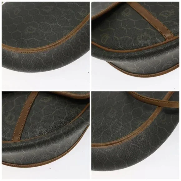 Christian Dior Honeycomb Canvas Shoulder Bag PVC Green Gold Auth 125741 - Picture 14 of 15